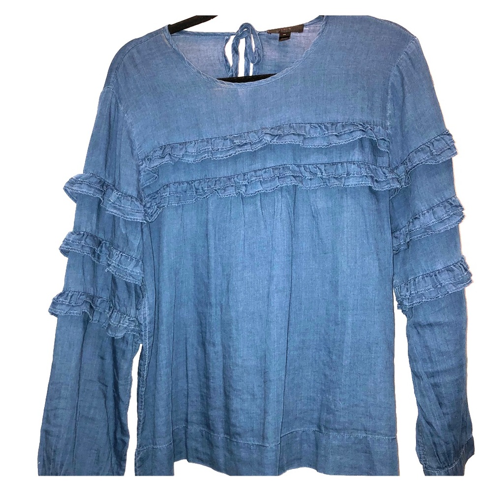 LOWEST Jcrew blouse with ruffle sleeves
